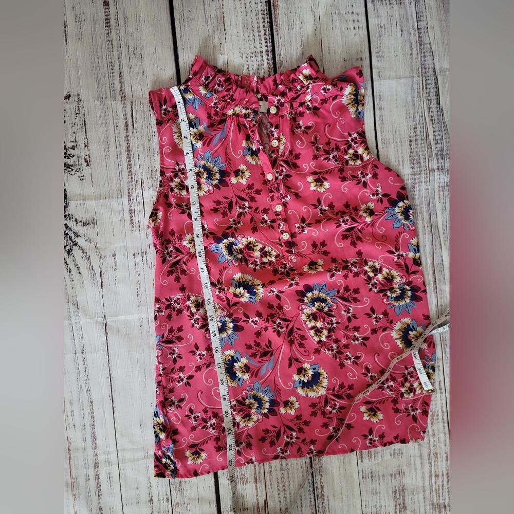 Loft Floral Sleveless Ruffle Shell XXS - Picture 4 of 9